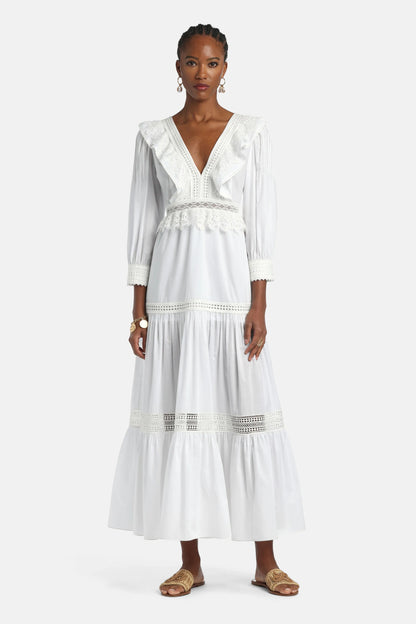 Luisa Spagnoli Bianco Women Processo - Maxi Dress with AppliquŽs SKU: PROCESSO_0201 Image 05