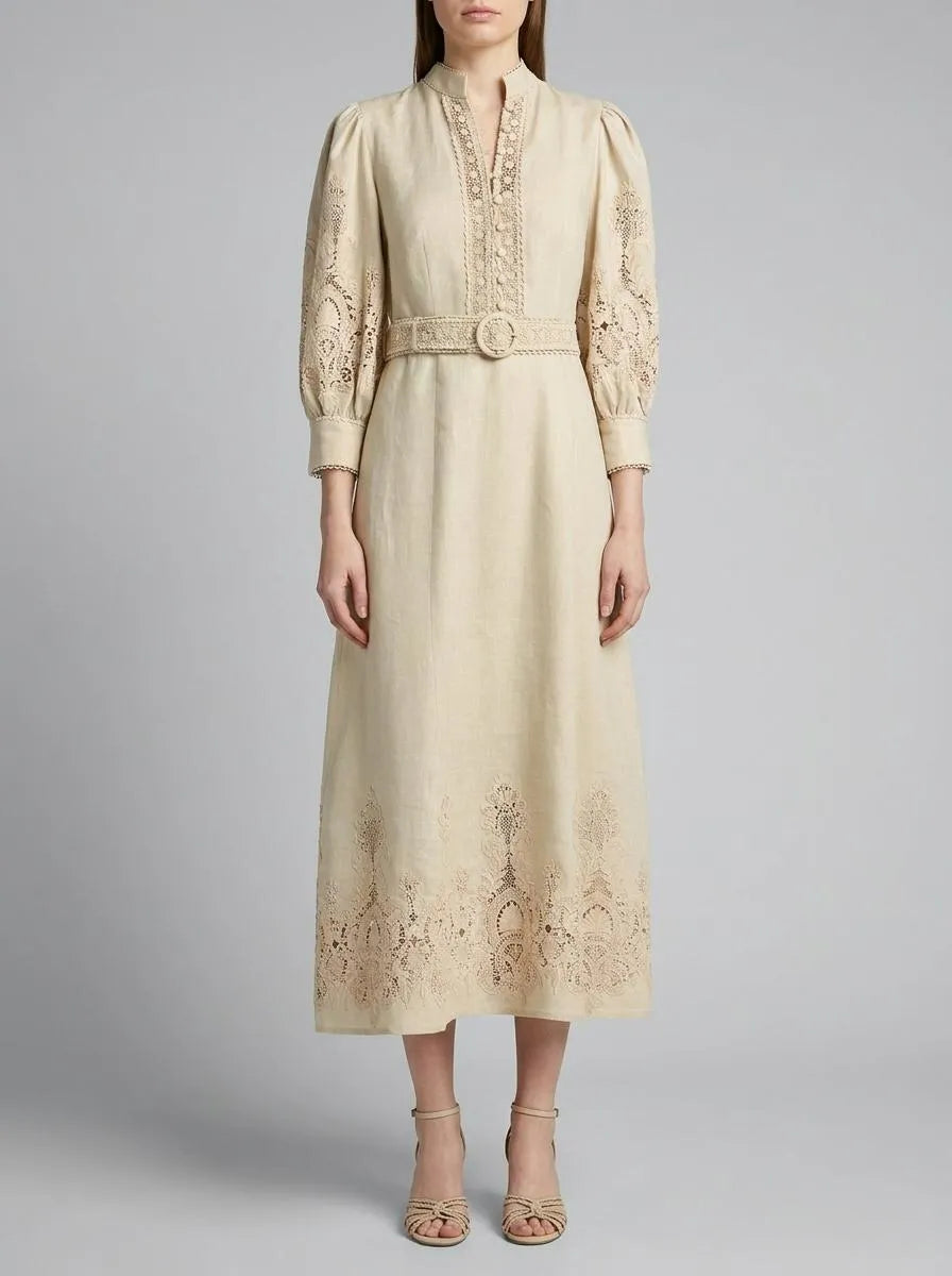 Luisa Spagnoli Beige Women Provina - Elegant MacramŽ Dress SKU: PROVINA_1102 Image 00