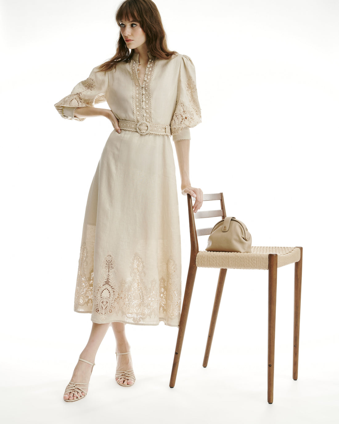 Luisa Spagnoli Beige Women Provina - Elegant MacramŽ Dress SKU: PROVINA_1102 Image 07