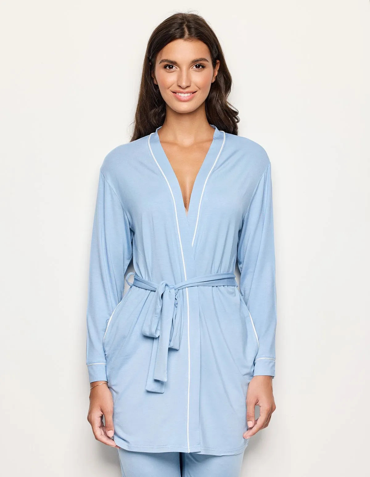 Yamamay_Baby Blue_Short Robe with Belt Daily with Tencelª Modal Ð Daily Modal_PVED183001_032_02