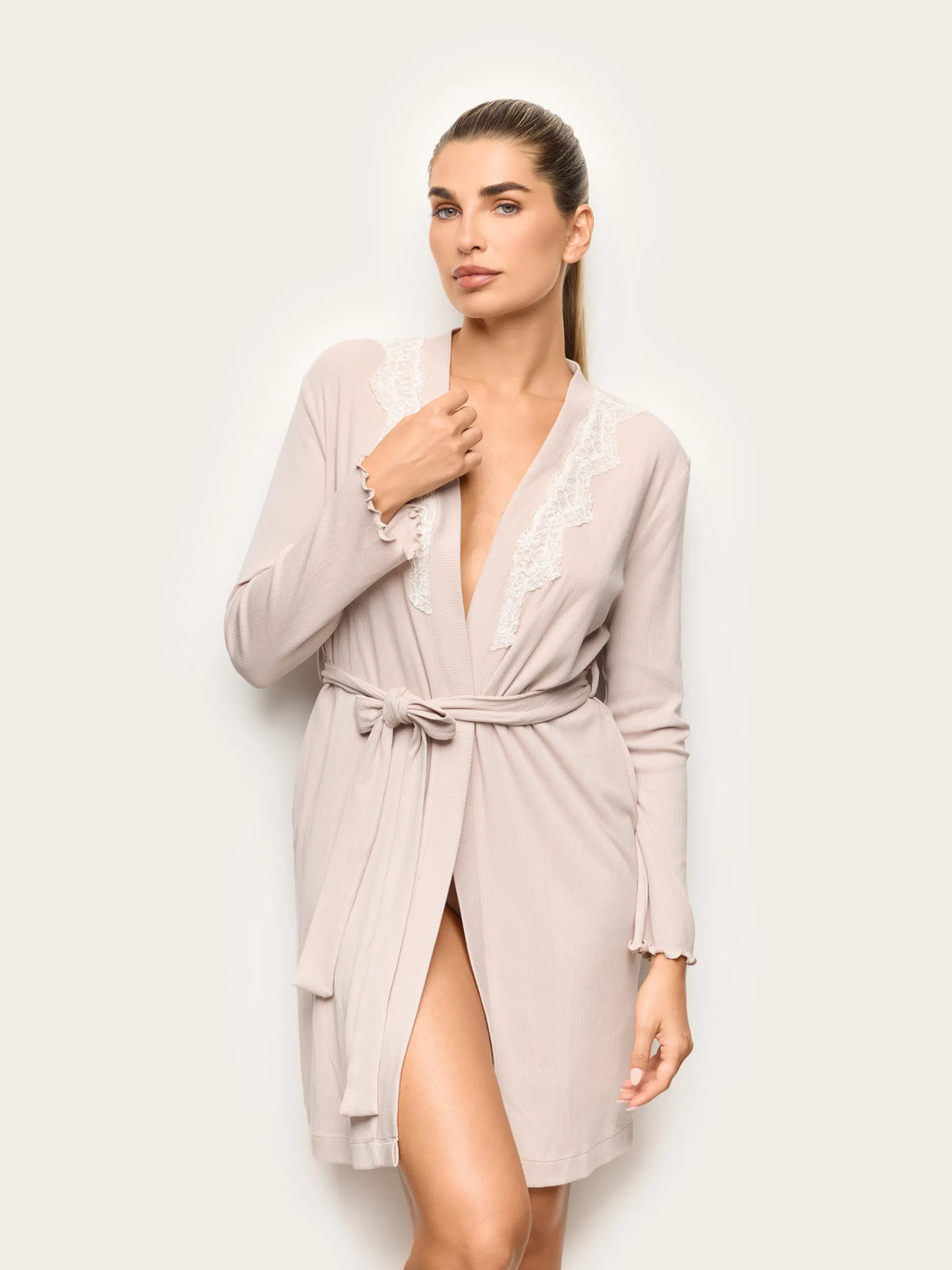 Yamamay BEIGE Women Nightgown - Basic Modal &amp; Cotton Rib SKU: PVED193001_726 Image 01