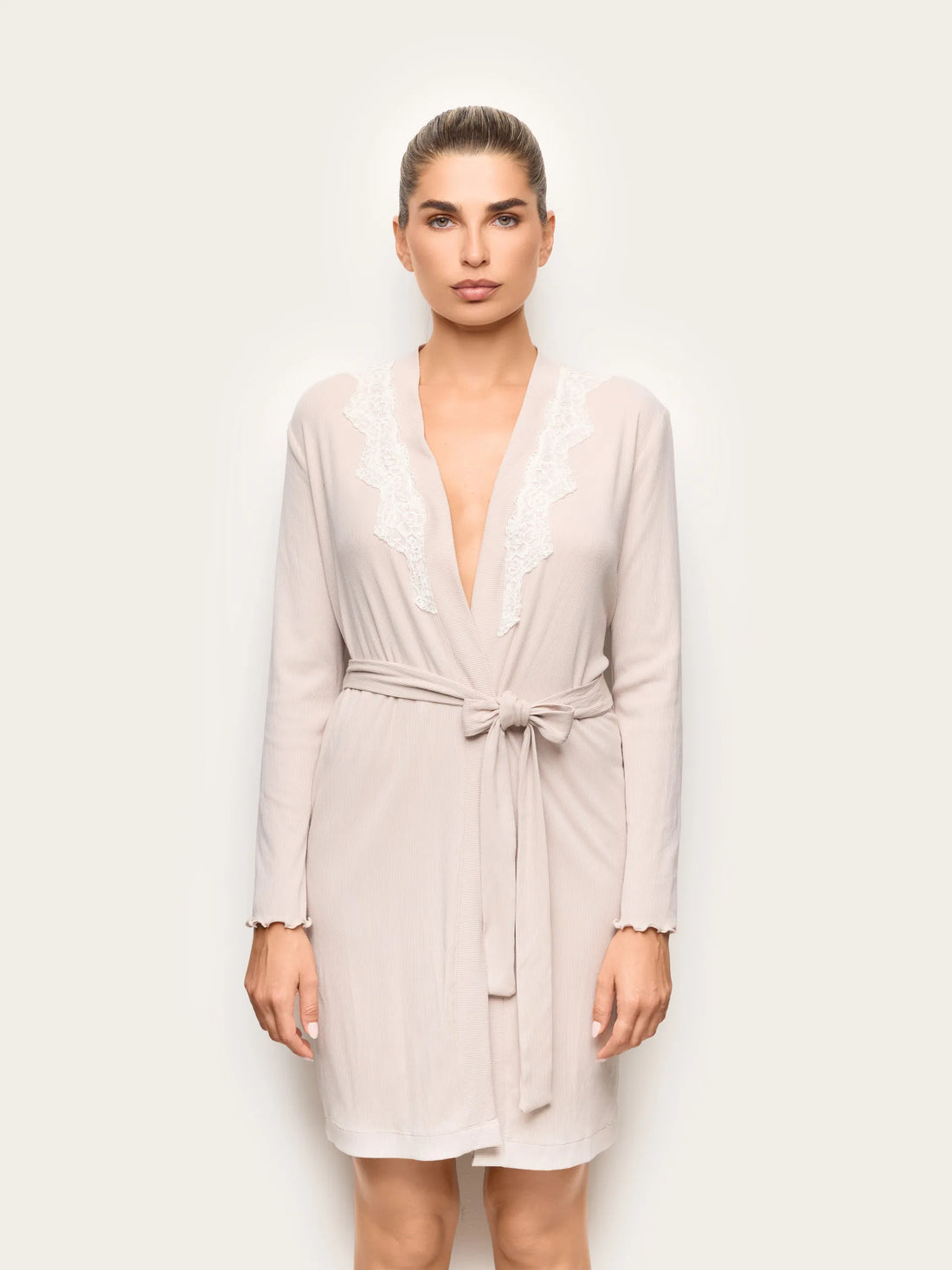 Yamamay BEIGE Women Nightgown - Basic Modal &amp; Cotton Rib SKU: PVED193001_726 Image 02