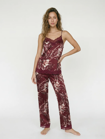 Marie France Multicolor Women Ava Floral Satin Lace Cuff Sleep Trousers SKU: PYAVAPANT_Multicolor Image 01