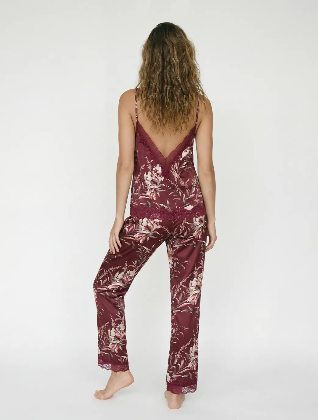Marie France Multicolor Women Ava Floral Satin Lace Cuff Sleep Trousers SKU: PYAVAPANT_Multicolor Image 02