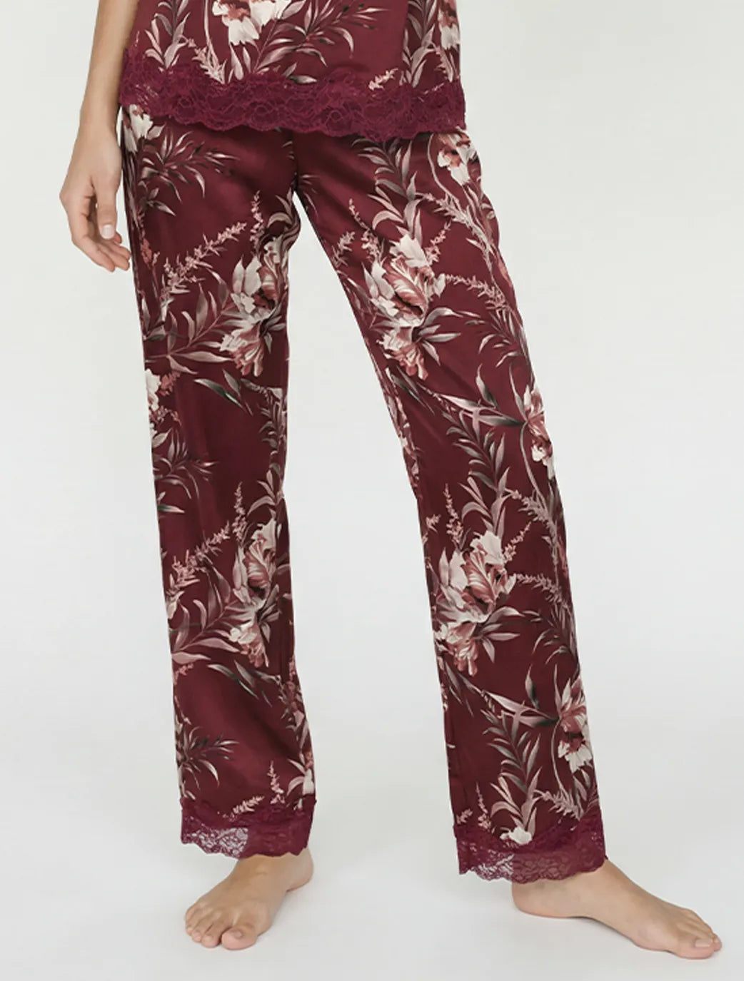 Marie France Multicolor Women Ava Floral Satin Lace Cuff Sleep Trousers SKU: PYAVAPANT_Multicolor Image 03