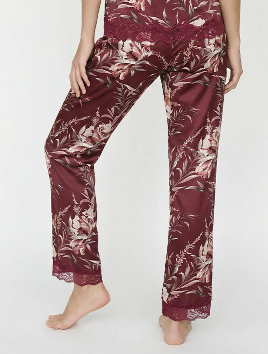 Marie France Multicolor Women Ava Floral Satin Lace Cuff Sleep Trousers SKU: PYAVAPANT_Multicolor Image 04