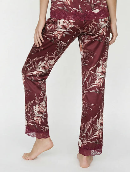 Marie France Multicolor Women Ava Floral Satin Lace Cuff Sleep Trousers SKU: PYAVAPANT_Multicolor Image 04