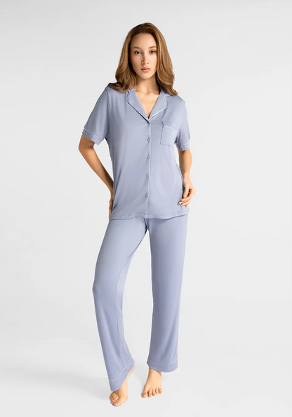 Marie France Grey Women Basky Soft Microfiber Chemise And Shorts Set SKU: PYBASKYSETOFFER_Grey Image 01