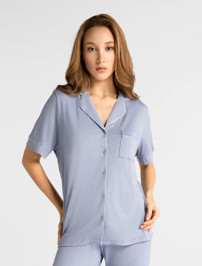 Marie France Grey Women Basky Soft Microfiber Chemise And Shorts Set SKU: PYBASKYSETOFFER_Grey Image 03