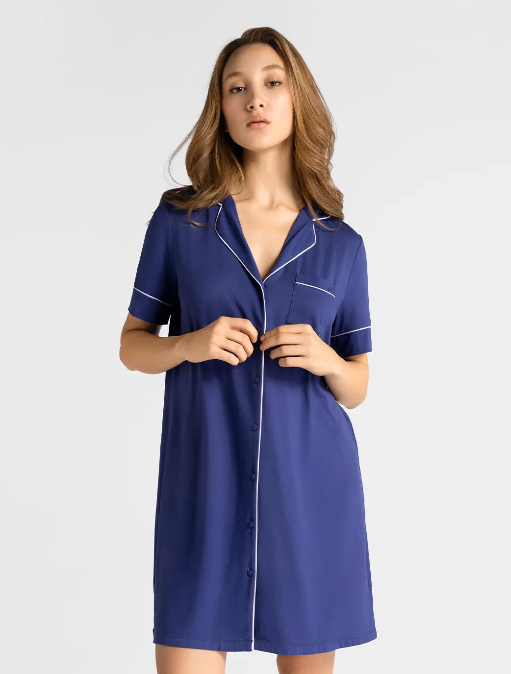 Marie France Bluniva Long Chemise_Navy Women Bluniva Long Chemise SKU: PYBLUNIVALONGCHEMISE_Navy Image 01