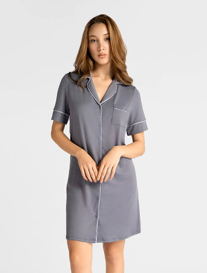 Marie France Bluvera Long Chemise_Grey Women Bluvera Long Chemise SKU: PYBLUVERALONGCHEMISE_Grey Image 01