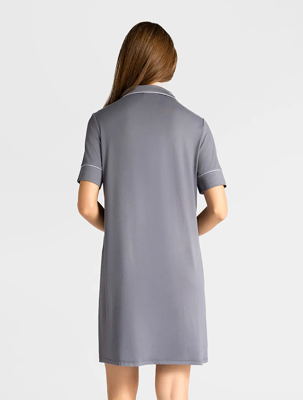 Marie France Bluvera Long Chemise_Grey Women Bluvera Long Chemise SKU: PYBLUVERALONGCHEMISE_Grey Image 02