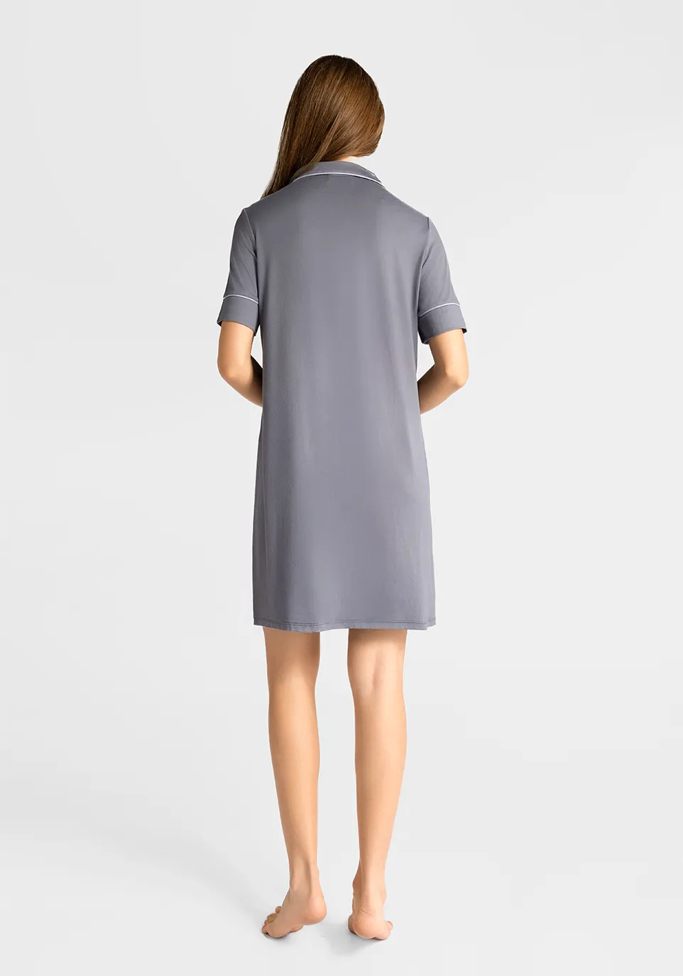 Marie France Bluvera Long Chemise_Grey Women Bluvera Long Chemise SKU: PYBLUVERALONGCHEMISE_Grey Image 04