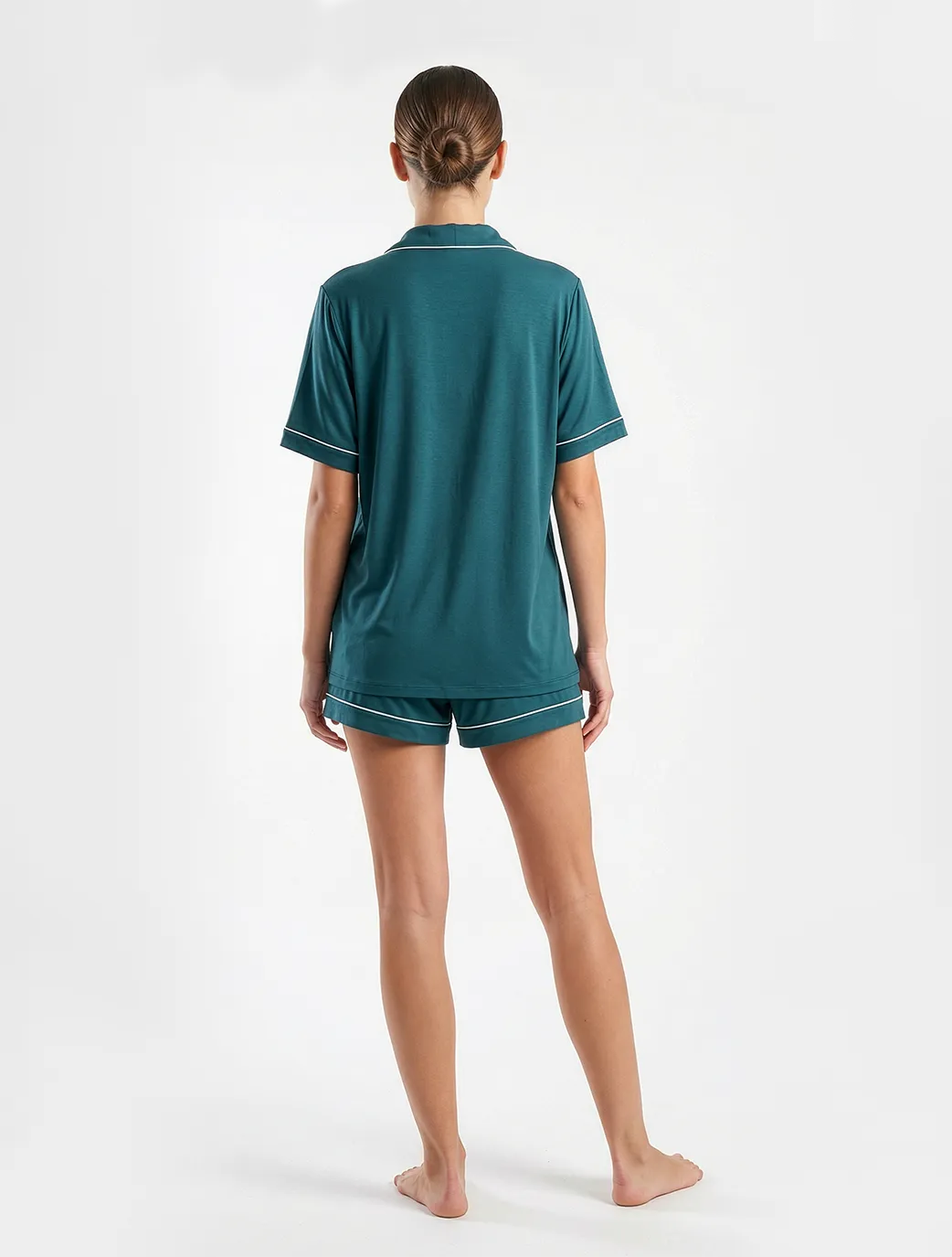 Marie France Green Women Cariss Micro Teal Trimmed Sleep Shorts SKU: PYCARISSSHORT_Green Image 02