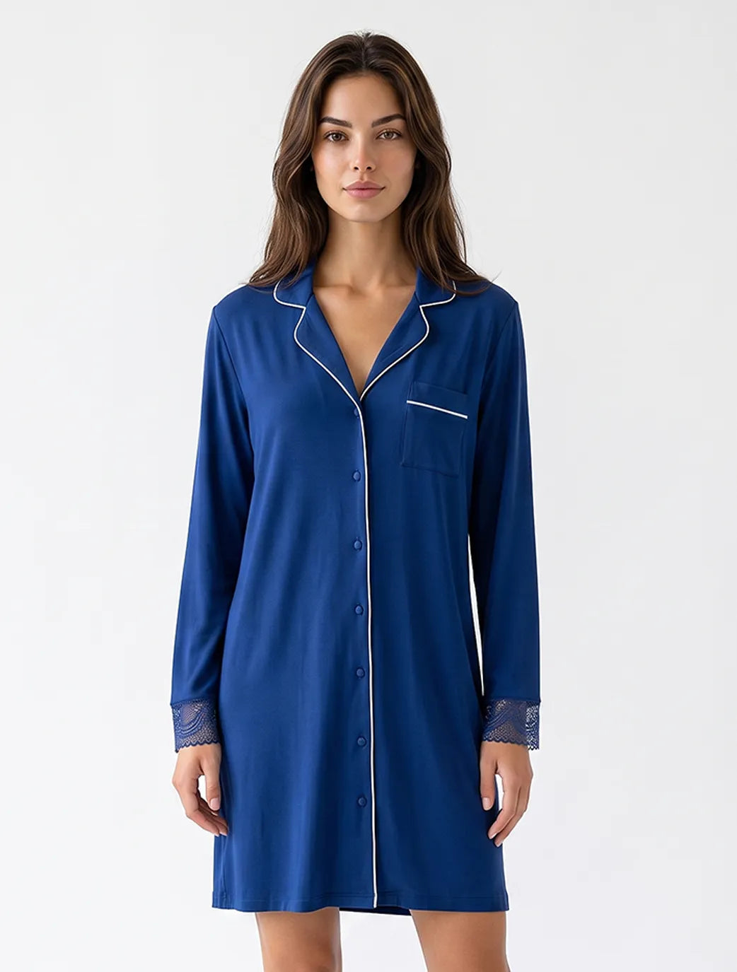 Marie France Navy Women Danna Chemise SKU: PYDANNACHEMISE_NAVY Image 01