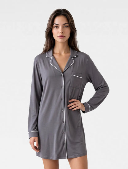 Marie France Grey Women Darel Chemise Dress SKU: PYDARELCHEMISEDRES_GREY Image 01