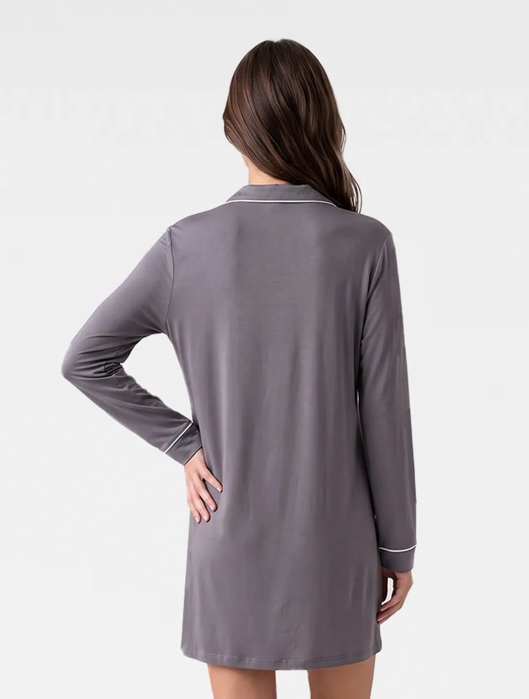 Marie France Grey Women Darel Chemise Dress SKU: PYDARELCHEMISEDRES_GREY Image 02