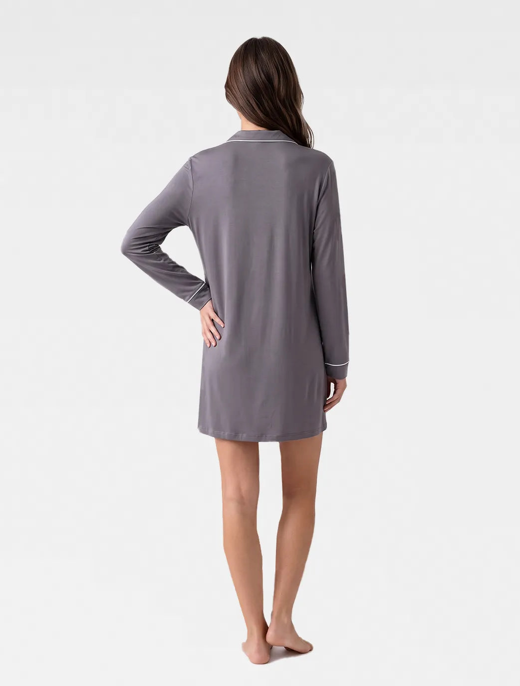 Marie France Grey Women Darel Chemise Dress SKU: PYDARELCHEMISEDRES_GREY Image 04