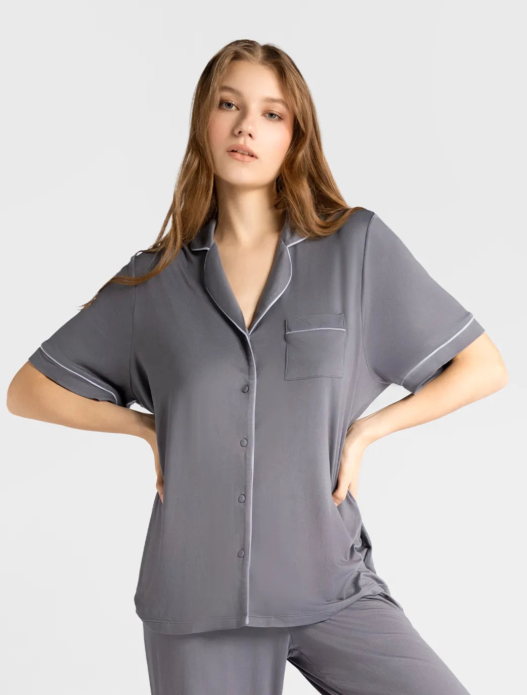 Marie France Denina Chemise_Grey Women Denina Chemise SKU: PYDENINACHEMISE_Grey Image 01