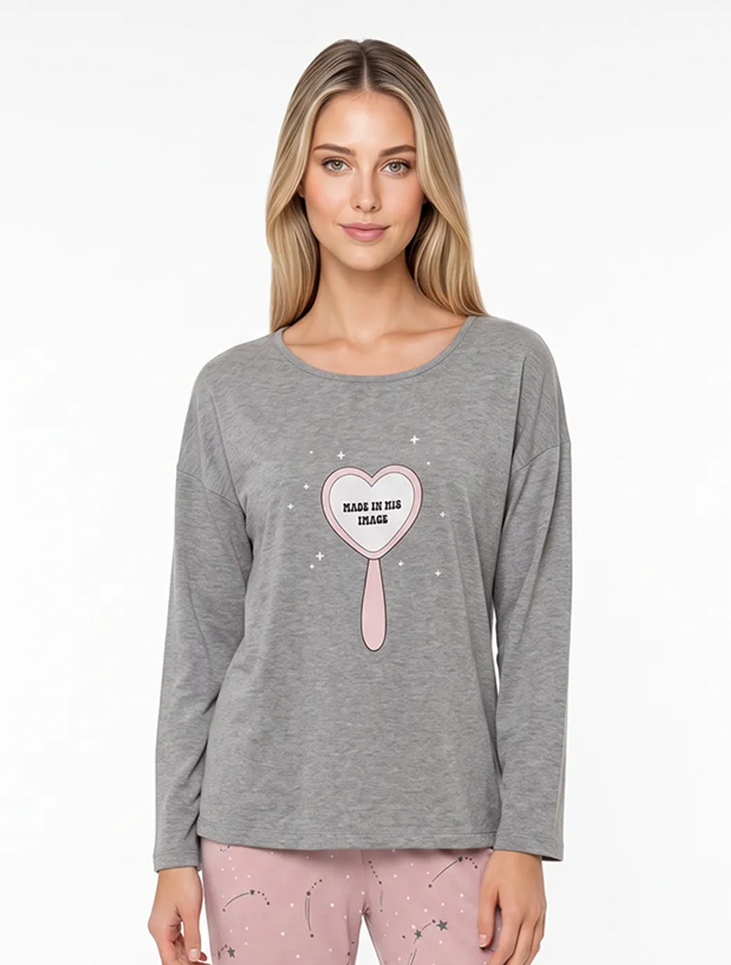 Marie France Grey Melange Women Elany Top SKU: PYELANYTOP_GREY MELANGE Image 01