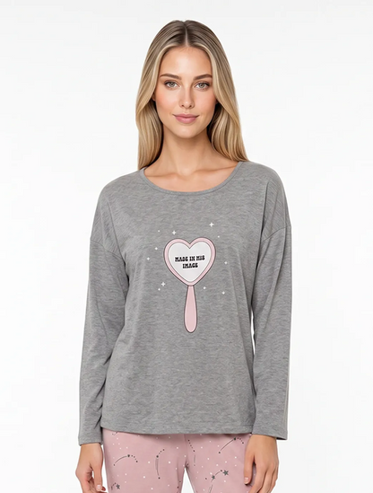 Marie France Grey Melange Women Elany Top SKU: PYELANYTOP_GREY MELANGE Image 01