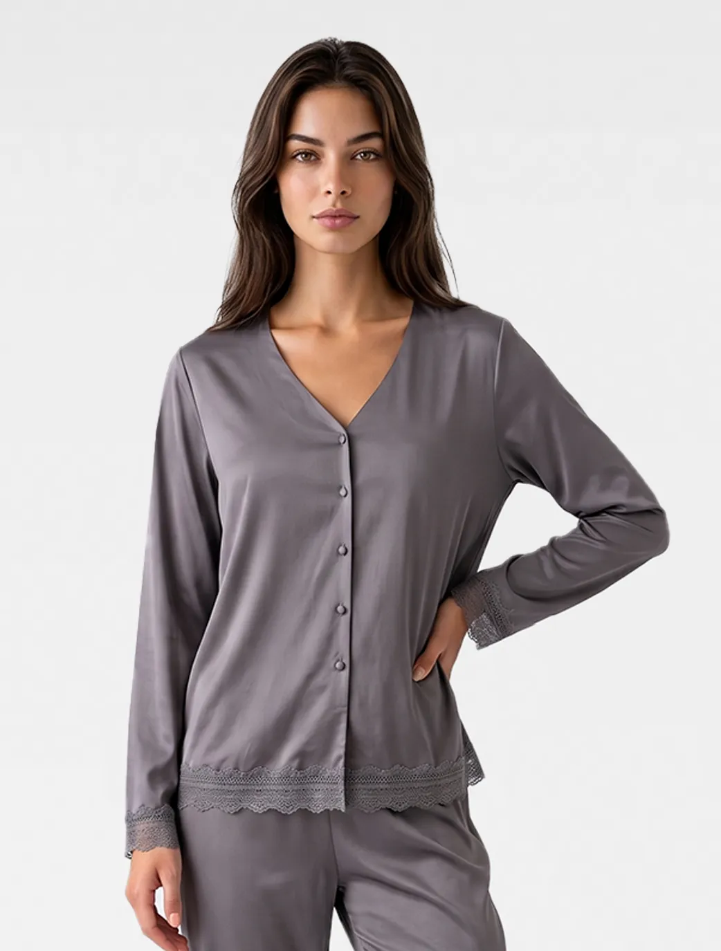 Marie France Grey Women Elara Chemise SKU: PYELARACHEMISE_GREY Image 01