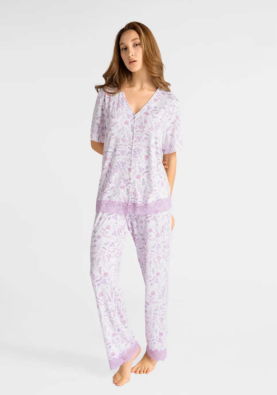Marie France Multicolor Women Florana Floral Micro Pajama Pant SKU: PYFLORANAPANT_MULTICOLOR Image 01