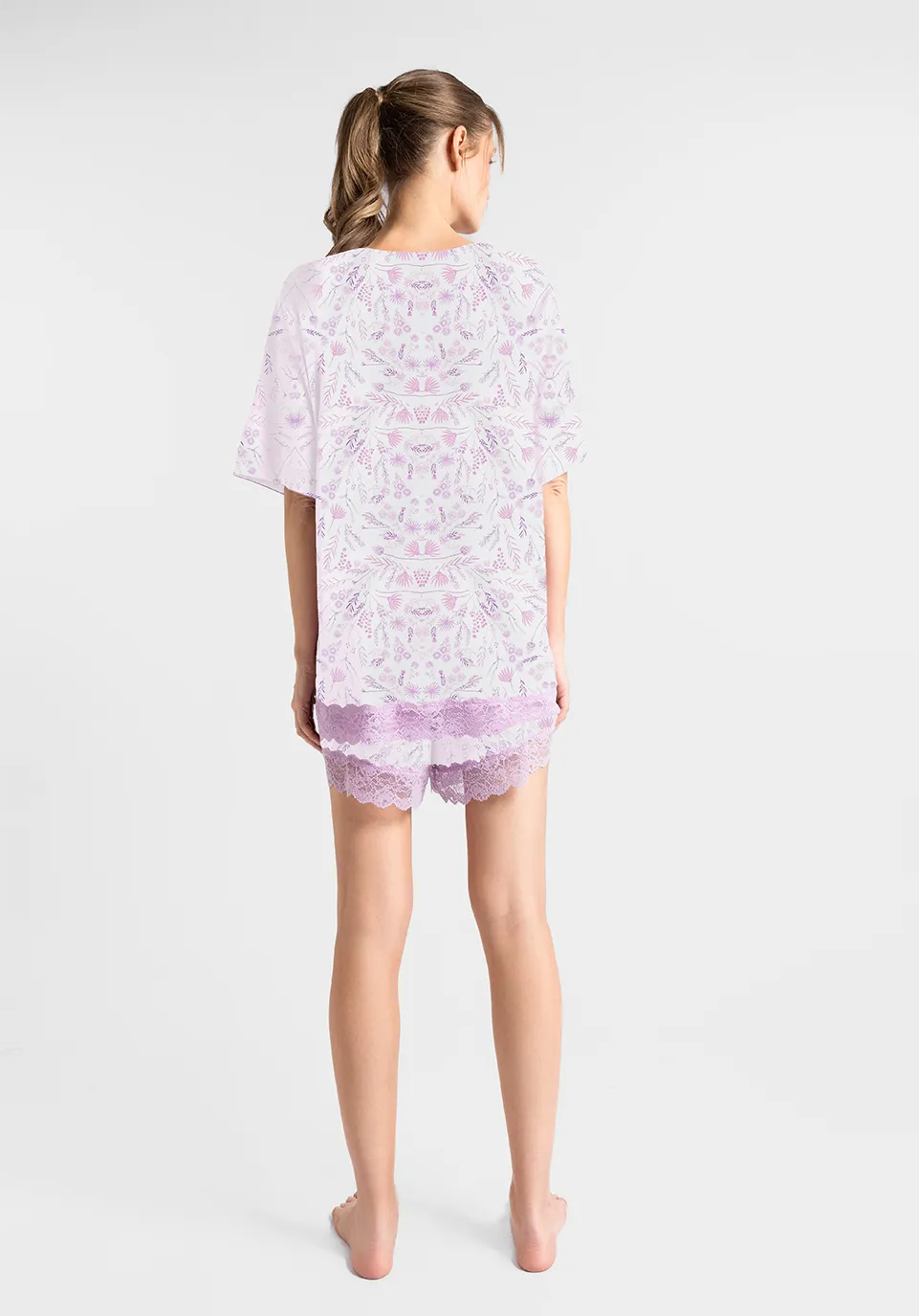 Marie France Multicolor Women Florana Floral Scalloped Lace Sleep Shorts SKU: PYFLORANASHORT_MULTICOLOR Image 02