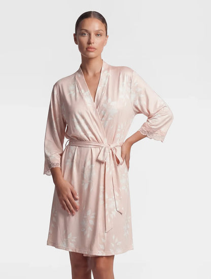 Marie France Multicolor Women Galilea Tie-Waist Draped Sleeve Satin Robe SKU: PYGALILEAROBE_Multicolor Image 02