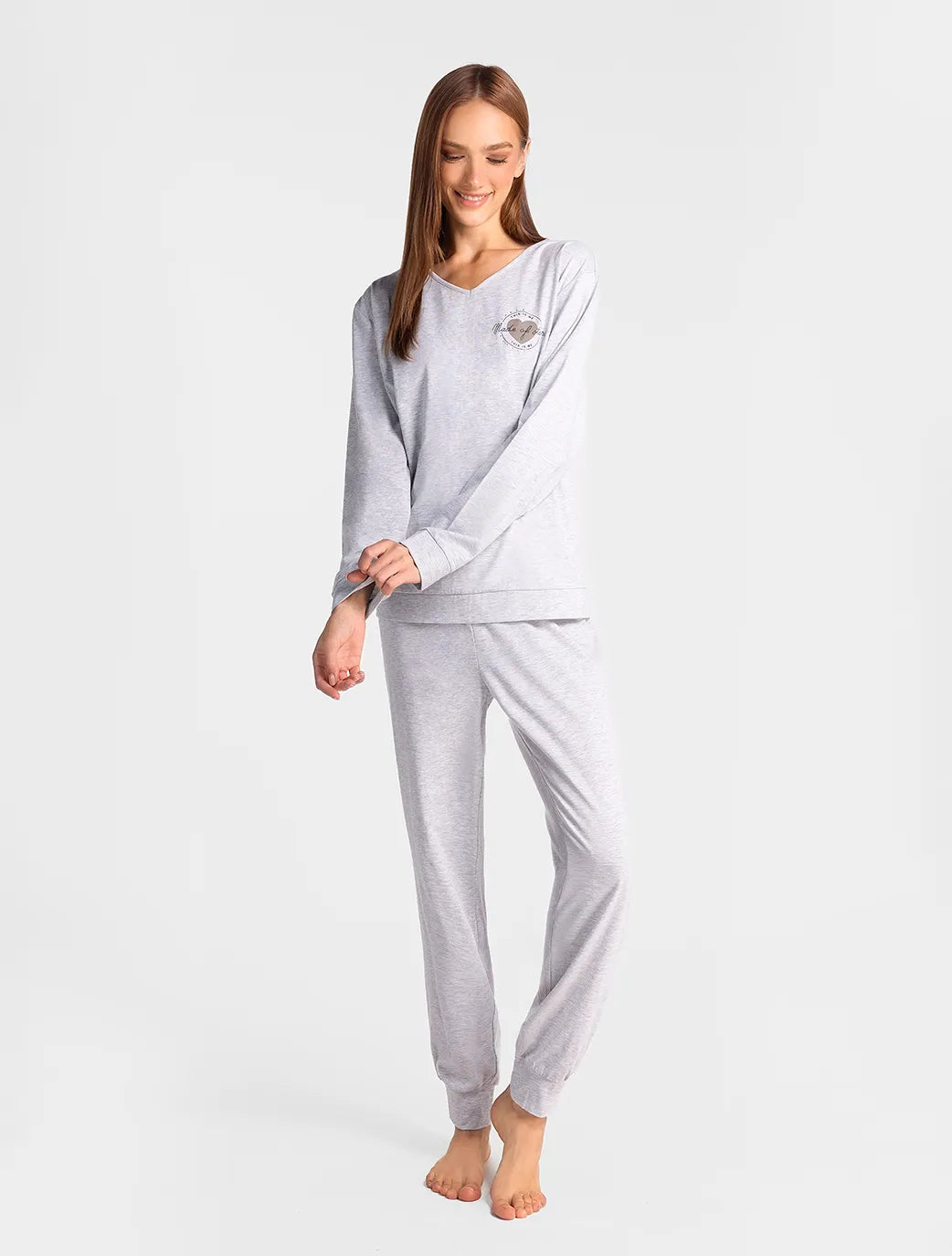 Marie France_Light Grey Melange_Gredana Pant_PYGREDANAPANT_Light Grey Melange_01