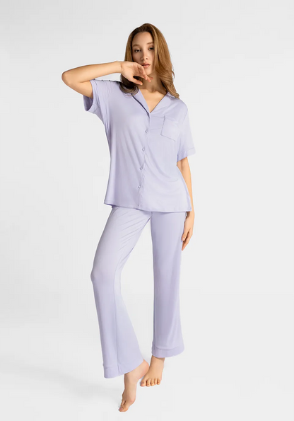 Marie France Lilac Women Kaisy Lilac Microfiber Chemise And Shorts Set SKU: PYKAISYSETOFFER_Lilac Image 01