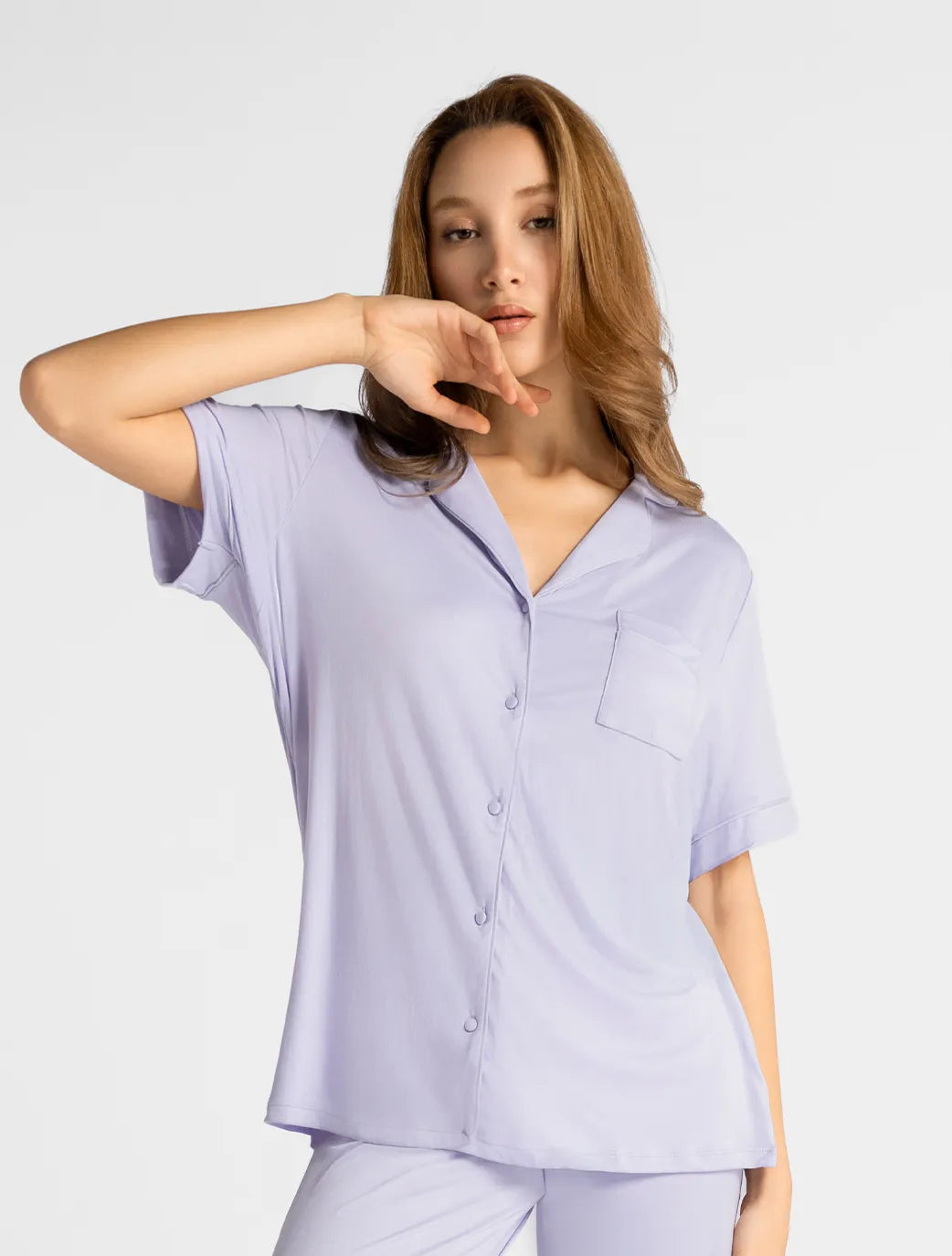 Marie France Lilac Women Kaisy Lilac Microfiber Chemise And Shorts Set SKU: PYKAISYSETOFFER_Lilac Image 03