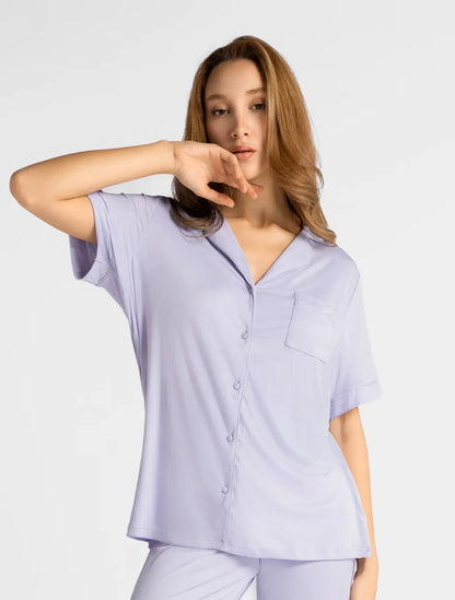 Marie France Lilac Women Kaisy Lilac Microfiber Chemise And Shorts Set SKU: PYKAISYSETOFFER_Lilac Image 03