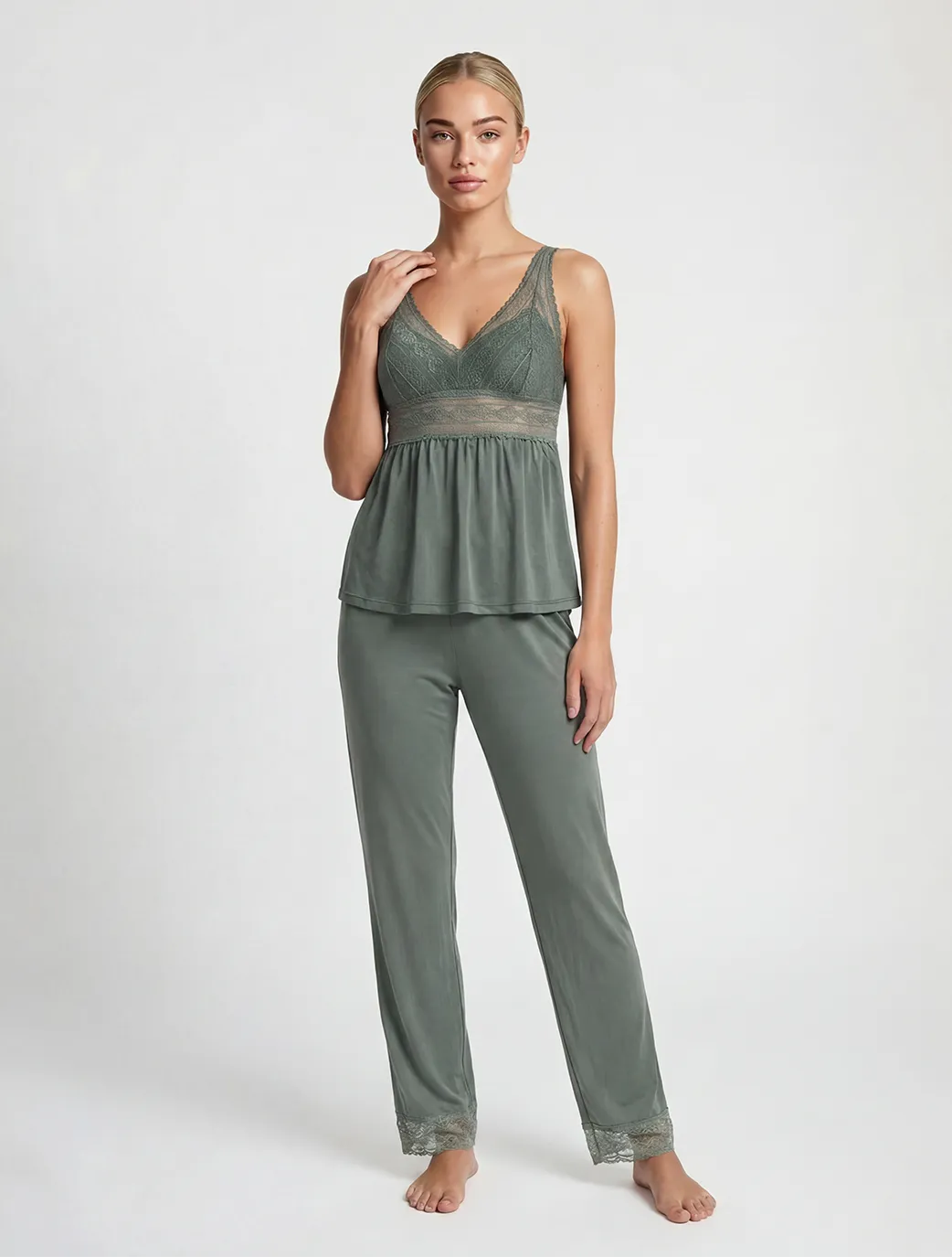 Marie France Green Women Kaitlyn Pant SKU: PYKAITLYNPANT_Green Image 01
