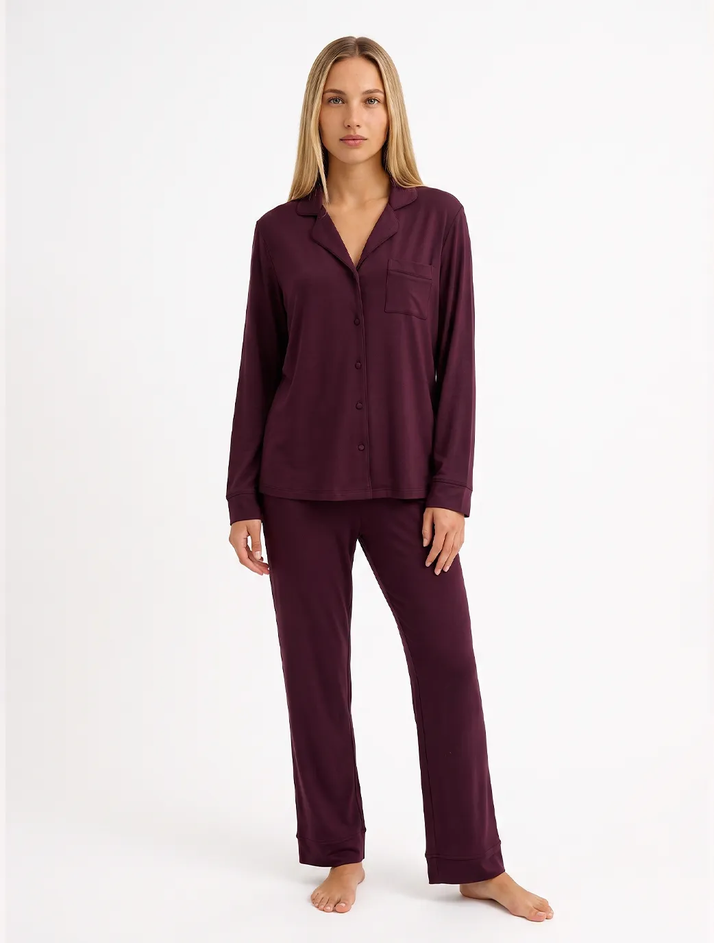 Marie France Burgundy Women Kamy Pant SKU: PYKAMYPANT_BURGUNDY Image 01