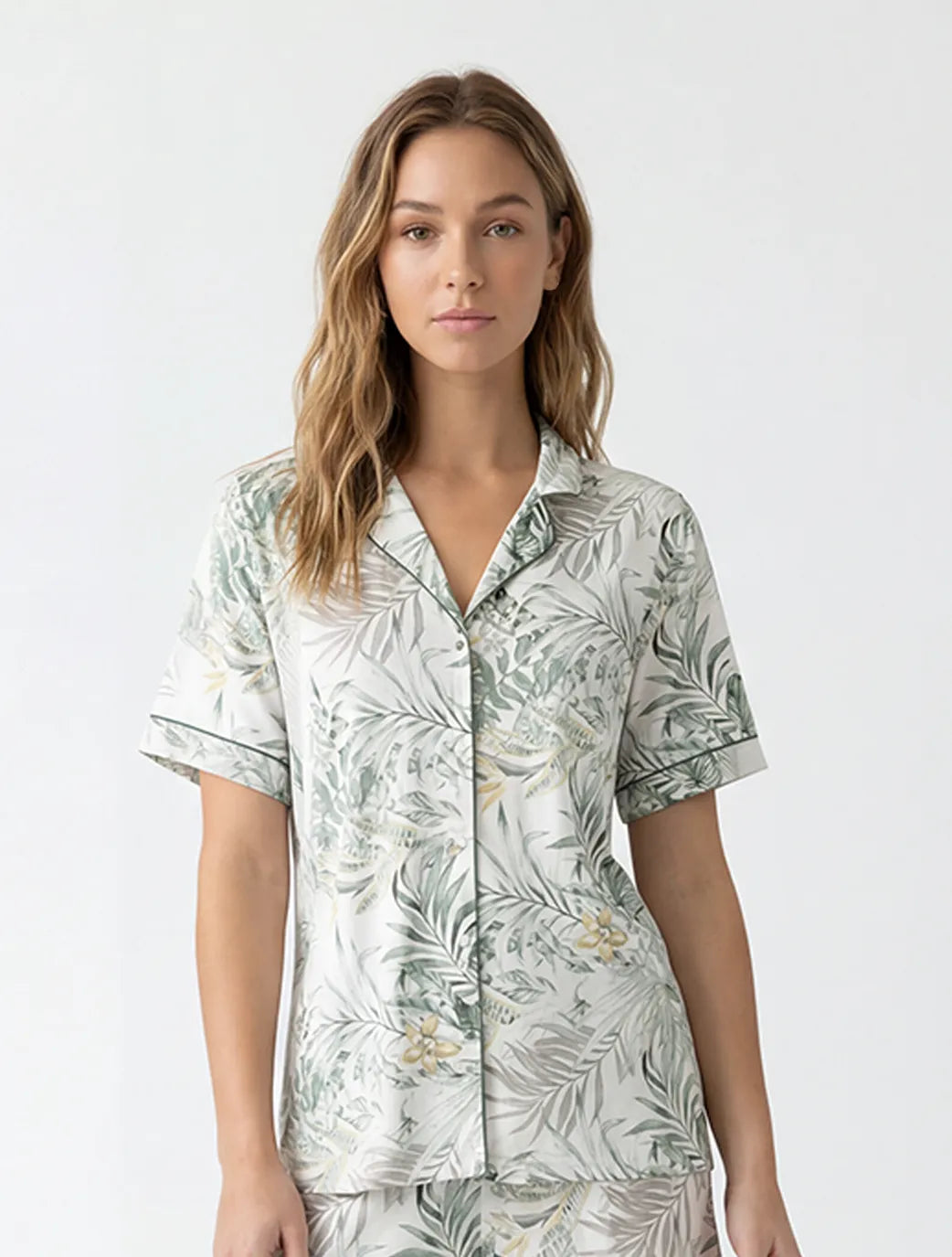Marie France Multicolor Women Kennedi Notched Lapel Button-Front Sleep Shirt SKU: PYKENNEDICHEMISE_Multicolor Image 01