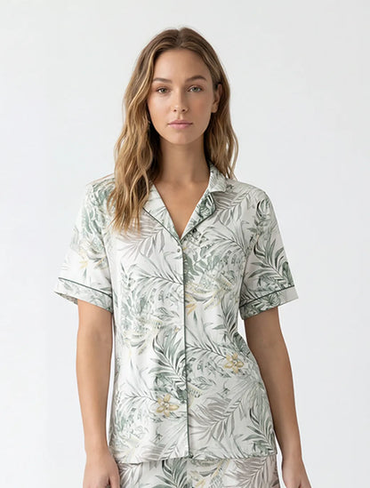 Marie France Multicolor Women Kennedi Notched Lapel Button-Front Sleep Shirt SKU: PYKENNEDICHEMISE_Multicolor Image 01