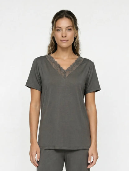Marie France Grey Women Latina T-Shirt SKU: PYLATINATSHIRT_Grey Image 01