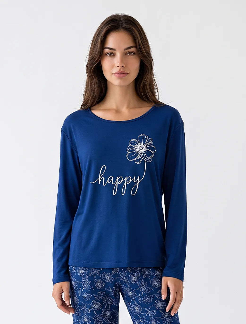 Marie France Navy Women Melora Top SKU: PYMELORATOP_NAVY Image 01