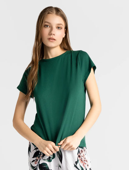 Marie France Mireva T-Shirt Ribbed_Green Women Mireva T-Shirt Ribbed SKU: PYMIREVAT-SHIRTRIBBE_Green Image 01