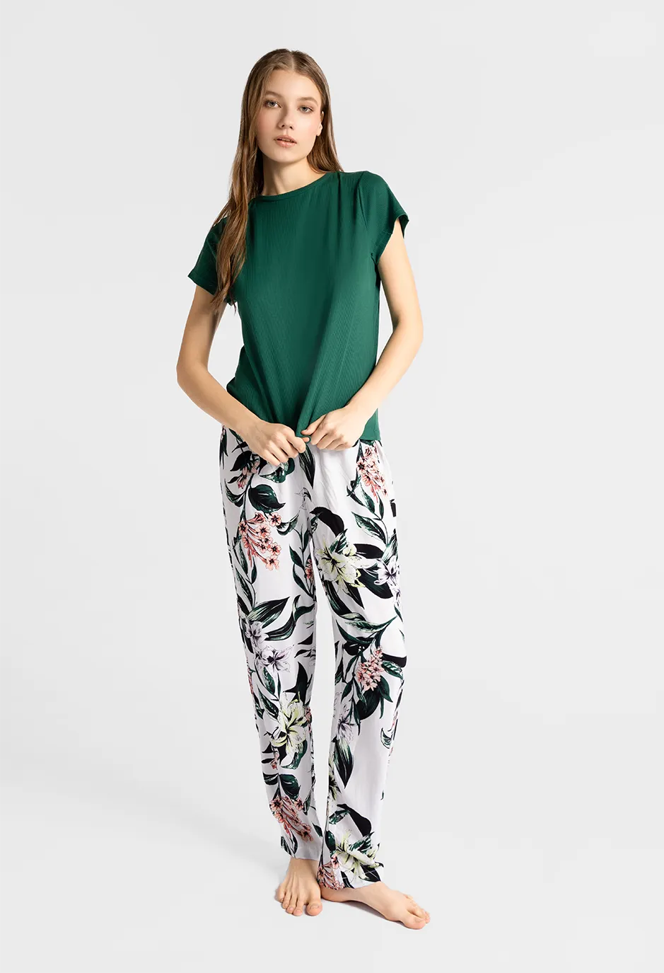 Marie France Mireva T-Shirt Ribbed_Green Women Mireva T-Shirt Ribbed SKU: PYMIREVAT-SHIRTRIBBE_Green Image 03