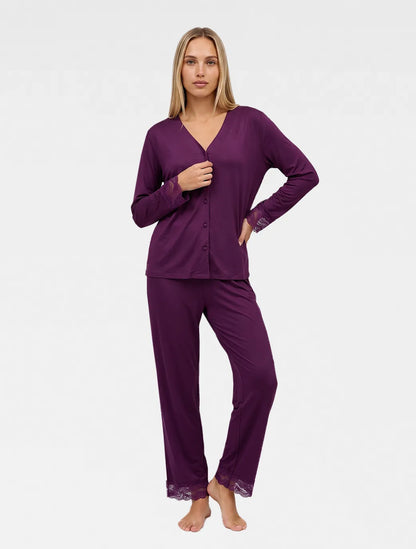 Marie France Dark Purple Women Orea Chemise SKU: PYOREACHEMISE_Dark Purple Image 03