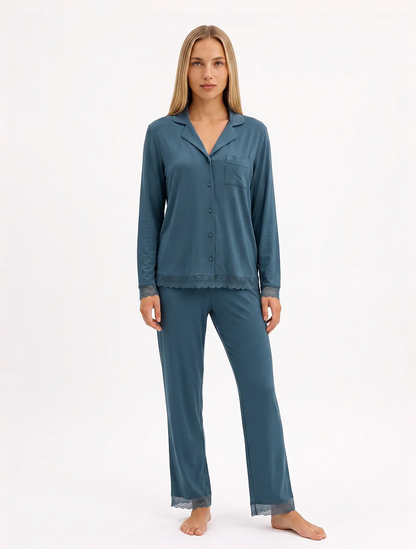 Marie France Blue Green Women Penira Chemsie SKU: PYPENIRACHEMISE_BLUE GREEN Image 03