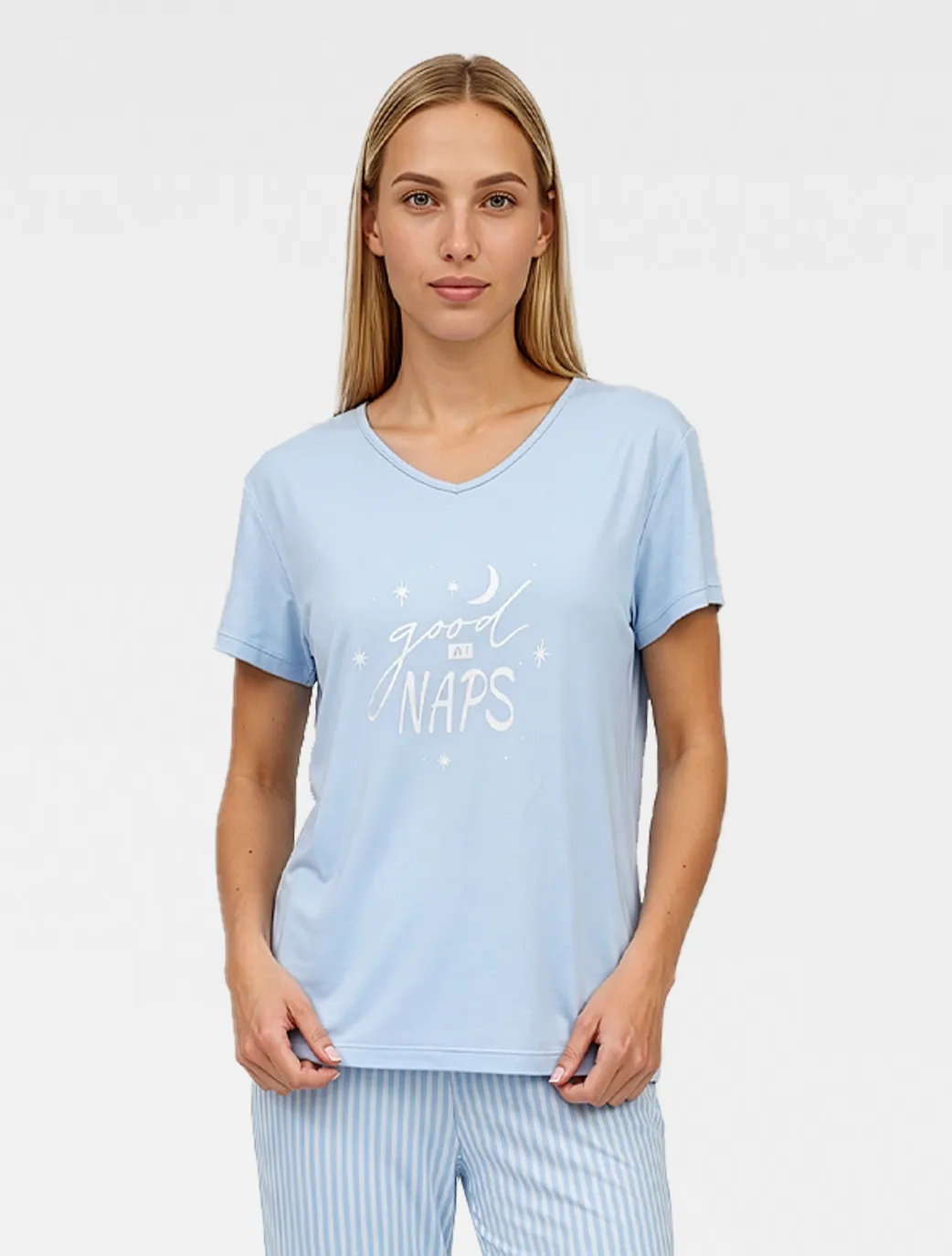 Marie France Blue Women Sama T-Shirt SKU: PYSAMATSHIRT_BLUE Image 01