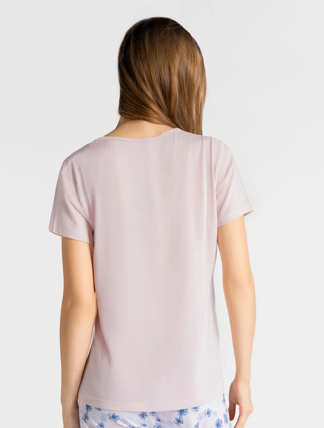 Marie France Blush Women Solea Spoiled Graphic V-Neck Sleep T-Shirt SKU: PYSOLEAT-SHIRT_Blush Image 02