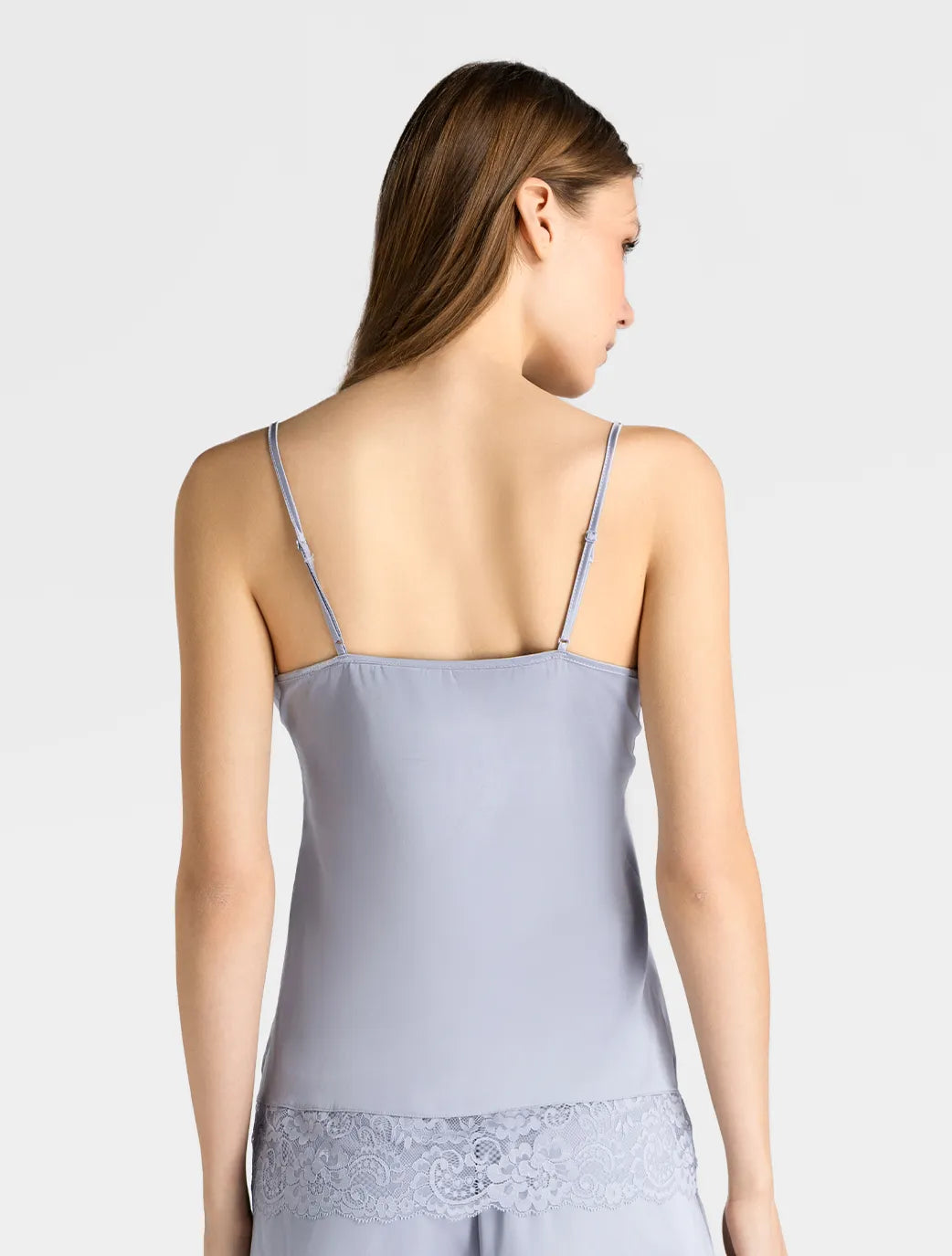 Marie France Dark Grey Women Solla Floral Lace Grey Satin Camisole SKU: PYSOLLAISHIRT_Dark Grey Image 02