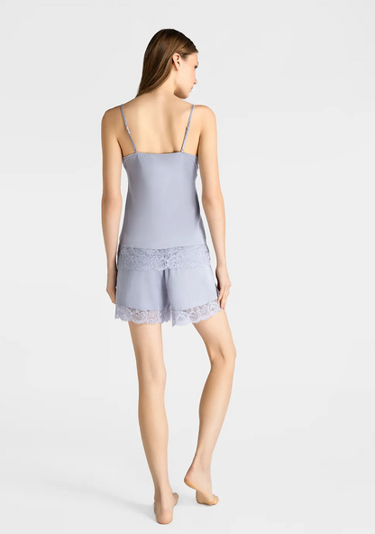 Marie France Dark Grey Women Solla Floral Lace Grey Satin Camisole SKU: PYSOLLAISHIRT_Dark Grey Image 04