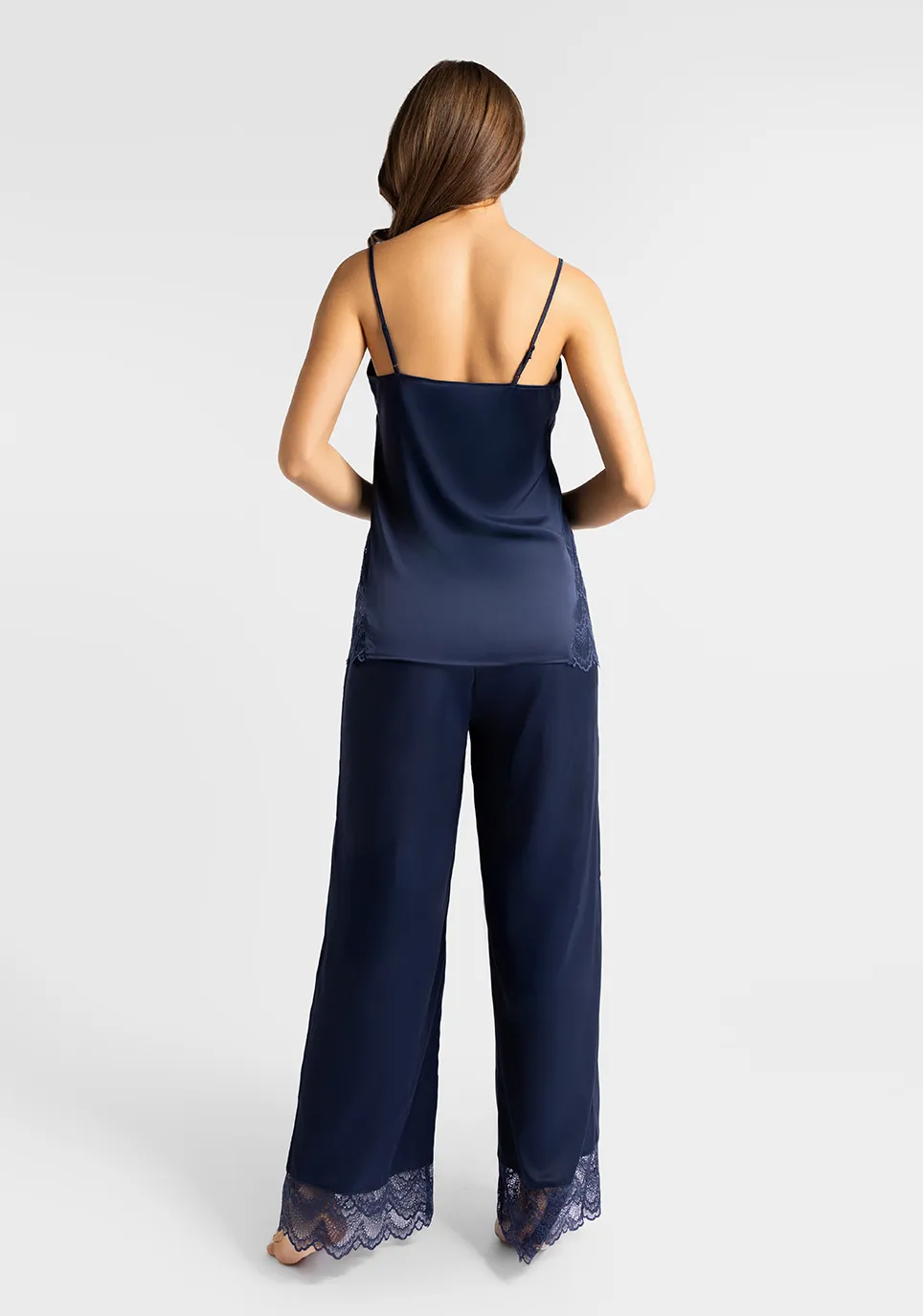 Marie France Dark Navy Women Sorrento Dark Navy Satin Dentelle Pants SKU: PYSORRENTOPANT_Dark Navy Image 02