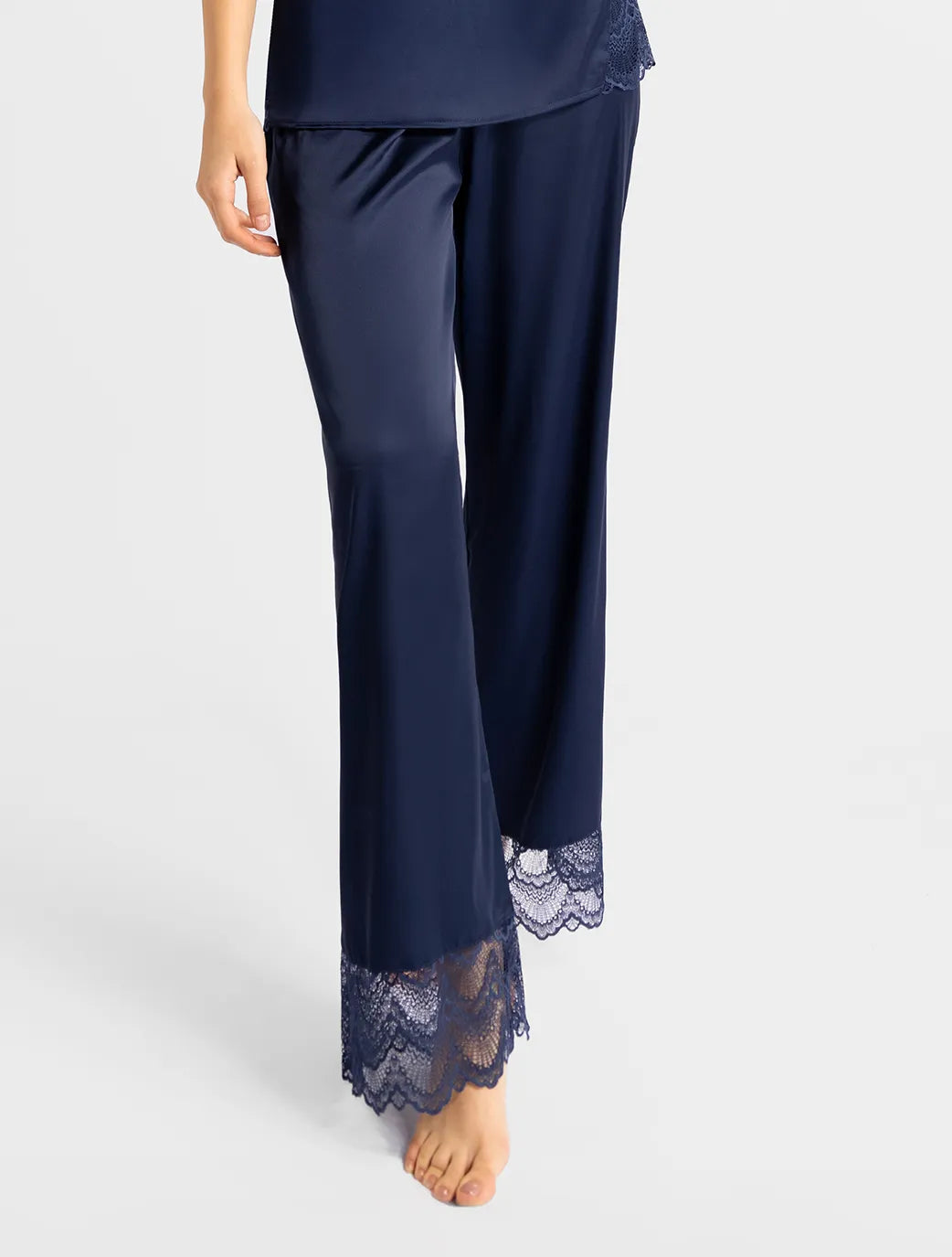 Marie France Dark Navy Women Sorrento Dark Navy Satin Dentelle Pants SKU: PYSORRENTOPANT_Dark Navy Image 03