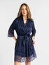 Marie France Dark Navy Women Sorrento Dark Navy Satin Sleep Robe SKU: PYSORRENTOROBE_Dark Navy Image 01